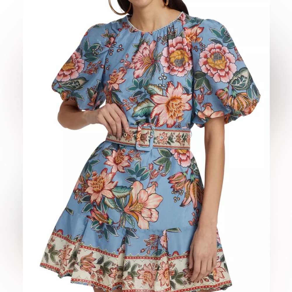 Farm Rio Wonderful Belted Bouquet Mini Dress